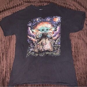 Star Wars Mandalorian Grogu black graphic short sleeve tshirt size medium